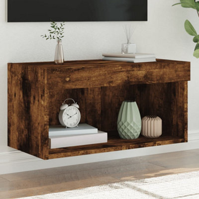 Berkfield Tv Cabinet With Led Lights Smoked Oak 60X30X30 Cm - image 1