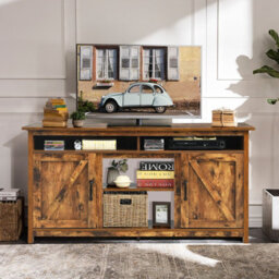 "Costway Industrial Tv Stand For Tvs Up To 65"" Fireplace Tv Stand Entertainment Center" - thumbnail 8