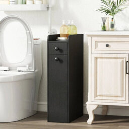Narrow Bathroom Storage Cabinet Compact Floor Cabinet W/ Drawer - thumbnail 3
