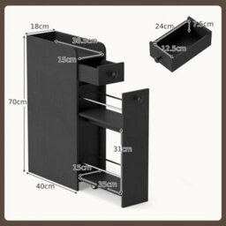 Narrow Bathroom Storage Cabinet Compact Floor Cabinet W/ Drawer - thumbnail 2