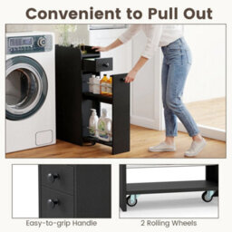 Narrow Bathroom Storage Cabinet Compact Floor Cabinet W/ Drawer - thumbnail 5