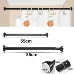 Black 55To85Cm Heavy Duty Extendable Telescopic Shower Curtain Pole Rail Rod Bath Door Window - thumbnail 2