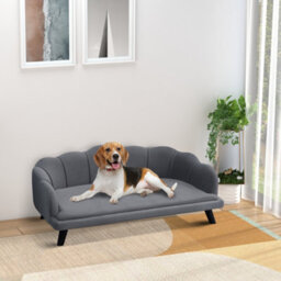 Pawhut Dog Sofa, Pet Couch Bed For Medium, Large Dogs W/ Legs, Cushion - Grey