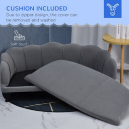 Pawhut Dog Sofa, Pet Couch Bed For Medium, Large Dogs W/ Legs, Cushion - Grey - thumbnail 6