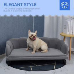 Pawhut Dog Sofa, Pet Couch Bed For Medium, Large Dogs W/ Legs, Cushion - Grey - thumbnail 7