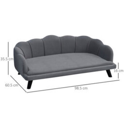 Pawhut Dog Sofa, Pet Couch Bed For Medium, Large Dogs W/ Legs, Cushion - Grey - thumbnail 3
