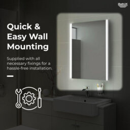 Ibathuk Aurora Wall Mounted Led Illuminated Bathroom Mirror, Modern Rectangular Battery Powered Mirror With Dual Lights, 500X700mm - thumbnail 4