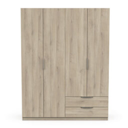 FurniComp LTD Furnicomp Chicago 4 Door 2 Drawer Space Saving 160Cm Oak Effect Wardrobe - thumbnail 2