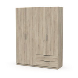 FurniComp LTD Furnicomp Chicago 4 Door 2 Drawer Space Saving 160Cm Oak Effect Wardrobe - thumbnail 3