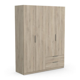 FurniComp LTD Furnicomp Chicago 4 Door 2 Drawer Space Saving 160Cm Oak Effect Wardrobe - thumbnail 6