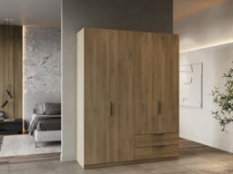 FurniComp LTD Furnicomp Chicago 4 Door 2 Drawer Space Saving 160Cm Oak Effect Wardrobe - thumbnail 7
