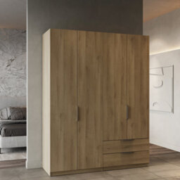 FurniComp LTD Furnicomp Chicago 4 Door 2 Drawer Space Saving 160Cm Oak Effect Wardrobe - thumbnail 1