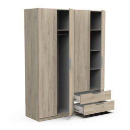 FurniComp LTD Furnicomp Chicago 4 Door 2 Drawer Space Saving 160Cm Oak Effect Wardrobe - thumbnail 5