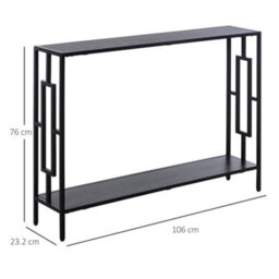 Wyld Haus Comi 106Cm Narrow Industrial Console Table Grey Shelves Black Metal Frame With Bottom Shelf - thumbnail 3