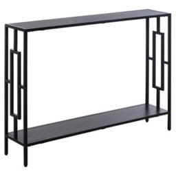 Wyld Haus Comi 106Cm Narrow Industrial Console Table Grey Shelves Black Metal Frame With Bottom Shelf - thumbnail 2