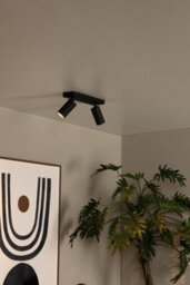 Lucide Clubs Modern Twin Ceiling Spotlight - 2Xgu10 - Black - thumbnail 4