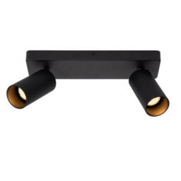 Lucide Clubs Modern Twin Ceiling Spotlight - 2Xgu10 - Black - thumbnail 1