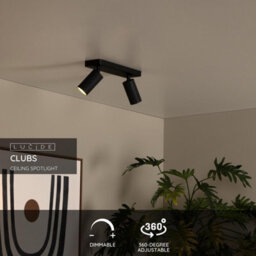 Lucide Clubs Modern Twin Ceiling Spotlight - 2Xgu10 - Black - thumbnail 2