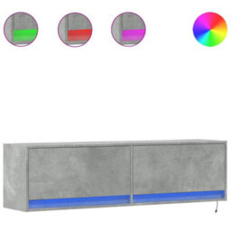 Berkfield Durable Tv Wall Cabinet With Led Lights Concrete Grey 140X31X38 Cm - thumbnail 1