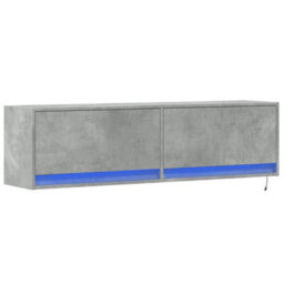 Berkfield Durable Tv Wall Cabinet With Led Lights Concrete Grey 140X31X38 Cm - thumbnail 3