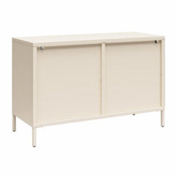 Dorel Luna Wide Metal Cabinet With 2 Fluted Glass Doors Parchment - thumbnail 7