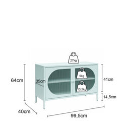 Dorel Home Luna Wide Metal Cabinet With 2 Fluted Glass Doors Parchment - thumbnail 9
