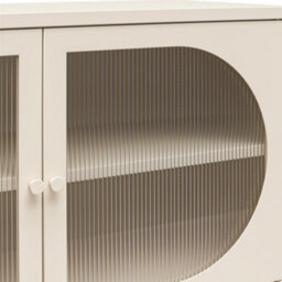 Dorel Luna Wide Metal Cabinet With 2 Fluted Glass Doors Parchment - thumbnail 8