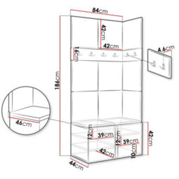 Anteroom Set Orion I White Shoe Cabinet Hangers White Panels - thumbnail 3