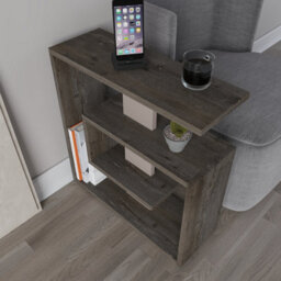 Decortie Saly Modern Side End Table 55Cm Multipurpose Open Shelf Dark Coffee Living Room H 57Cm - thumbnail 6