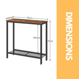 Rafaelo Mobilia Industrial Console Table With Mesh Shelf - thumbnail 7