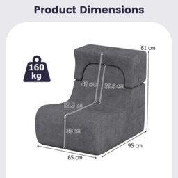 Costway Floor Chair For Adults Lazy Sofa With Detachable Headrest Cozy Reading Chair-Grey - thumbnail 2