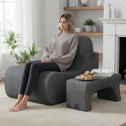 Costway Floor Chair For Adults Lazy Sofa With Detachable Headrest Cozy Reading Chair-Grey - thumbnail 4