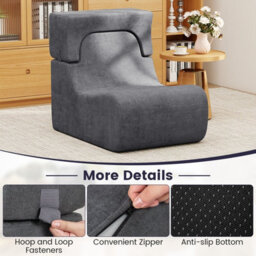 Costway Floor Chair For Adults Lazy Sofa With Detachable Headrest Cozy Reading Chair-Grey - thumbnail 8