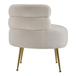 Living And Home Curved Cream Upholstered Single Sofa Accent Chair Armchair With Metal Legs - thumbnail 4