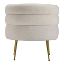 Living And Home Curved Cream Upholstered Single Sofa Accent Chair Armchair With Metal Legs - thumbnail 5