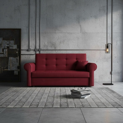 Viva Iii Sofa Bed With Sleeping Function And Storage Polyurethane Foam Wave Spring Metal Legs 168X85X98Cm Red - image 1
