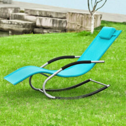 Sobuy Ogs28-Hb, Outdoor Garden Rocking Sun Lounger Recliner Relaxing Chair With Headrest And Side Bag, ,blue,brown,w147Xd63Xh85 - thumbnail 8