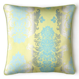 Intimates Shimmering Design Faux Silk Sofa Cushion, Elegant Damask Decorative Cushion - Green