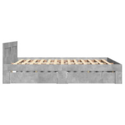Berkfield Bed Frame With Headboard Without Mattress Concrete Grey 120X200 Cm - thumbnail 6