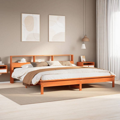 Berkfield Bed Frame Without Mattress Wax Brown 180X200 Cm Super King Solid Wood Pine - image 1