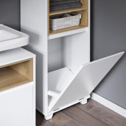 Sobuy Bzr146-W, Laundry Cabinet Laundry Chest Bathroom Storage Cabinet With Laundry Basket,white,w35Xd30Xh105 - thumbnail 9