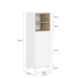Sobuy Bzr146-W, Laundry Cabinet Laundry Chest Bathroom Storage Cabinet With Laundry Basket,white,w35Xd30Xh105 - thumbnail 3