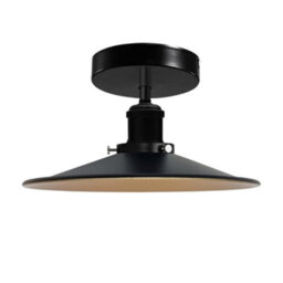 Industrial Semi Flush Ceiling Light , Black Inner Gold Metal 22Cm Lampshade , E27 Base - thumbnail 1