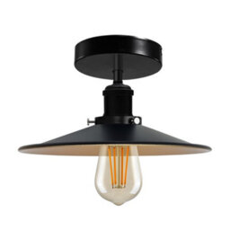 Industrial Semi Flush Ceiling Light , Black Inner Gold Metal 22Cm Lampshade , E27 Base - thumbnail 2