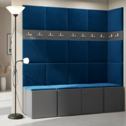 Anteroom Set Orion Ii Graphite Shoe Cabinet Hangers Blue Panels