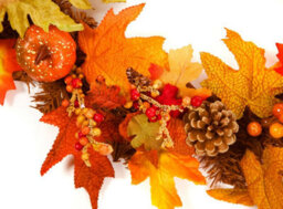 Best Artificial 6Ft/180Cm Autumn Winter Halloween Maple Garland With Pumpkins Acorns Berries - thumbnail 4