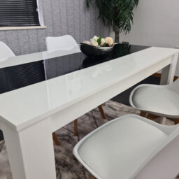 Kosy Koala Dining Table And 4 Chairs White Black  Wood 4 Leather Plastic White Chairs Dining Room - thumbnail 8