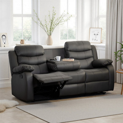 Seconique Roma 3 Seater Recliner Sofa - Grey Pu - image 1