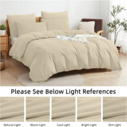 Aspire Homeware Plain Duvet Cover Set Soft Microfibre, Cream, Single (L)200Cm X (W)135Cm - thumbnail 6