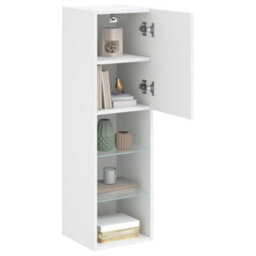 Berkfield Tv Cabinet With Led Lights White 30.5X30X102 Cm - thumbnail 6